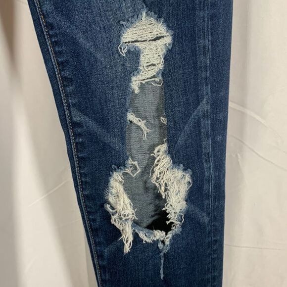 American Eagle Dark Wash Distressed High Rise Jeggings - Picture 6 of 16
